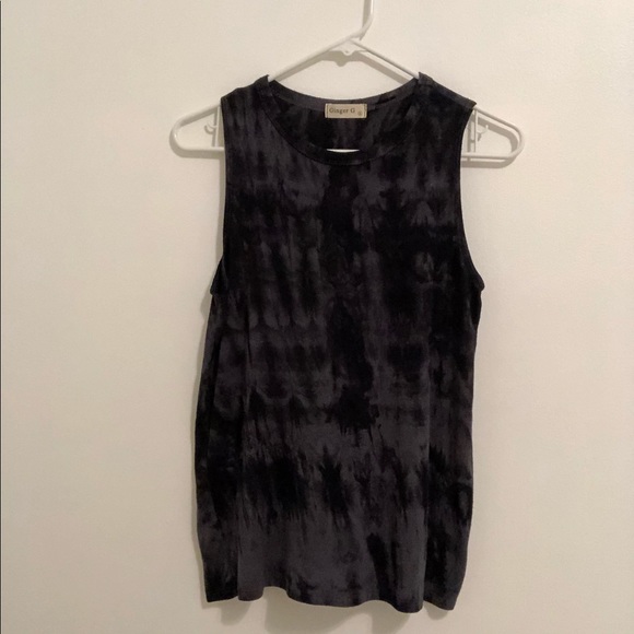 Ginger G Tops - Ginger G Black Tie- Dye Tank Top